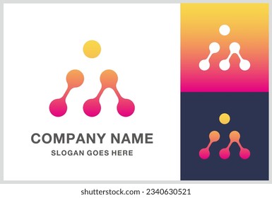 Circle Dots Digital Link Connection Business Company Vector Logo Design