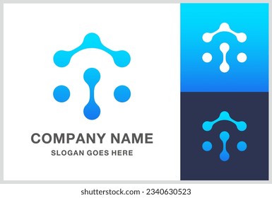 Circle Dots Digital Link Connection Business Company Vector Logo Design