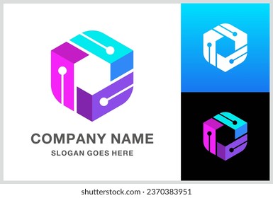 Circle Dots Digital Link Connection Technology Computer Business Company Stock Vector Logo Design Template