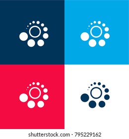 Circle with dots forming a spiral in perspective four color material and minimal icon logo set in red and blue