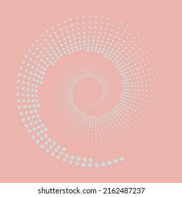 Los puntos de círculo están aislados en el fondo rosado. Arte geométrico. Elemento de diseño para marco, logotipo, tatuaje, páginas web, impresiones, carteles, plantilla, fondos vectoriales abstractos. Forma de ilusión óptica.
