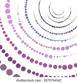 Circle dots isolated on the white background.Abstract background with bright colorful lines.Circular spiral element