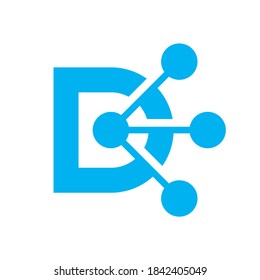 Puntos circulares Letra D Conexión de enlace digital Conexión de empresa Diseño de logotipo Vector