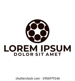 Circle and dots logo template with geometric japanese kamon illustration in flat design monogram symbol