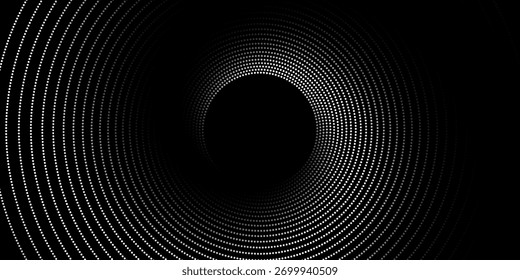 Circle dots texture isolated on white background. Vector abstract design element spiral circle sound wave vector logo modern black and white

