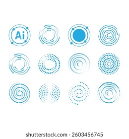 Circle dotted Abstract round halftone circle frames, rotating dotted circle shapes icon design