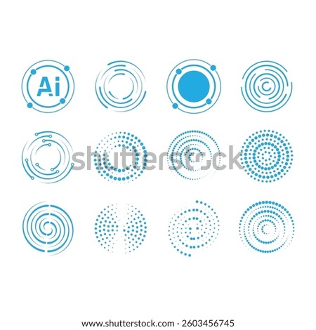Circle dotted Abstract round halftone circle frames, rotating dotted circle shapes icon design