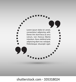 Circle dotted quote text bubble template. Vector illustration.