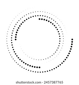 Circle dotted speed lines, halftone dots in circle form on white background, halftone circle frames, vector dotted frame, vector illustration
