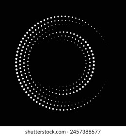 Líneas de velocidad de puntos de círculo, puntos de semitonos en forma de círculo, marcos de círculo de semitonos redondos abstractos, marco de puntos de Vector, Ilustración vectorial