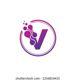 Circle Dotted V Letter Logo can be use for technology theme