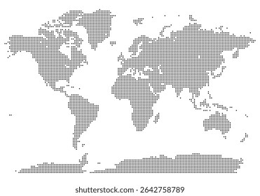 Circle dotted world map design in an abstract creative cartography layout presentation