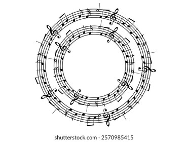 Circle with double musical staff frame