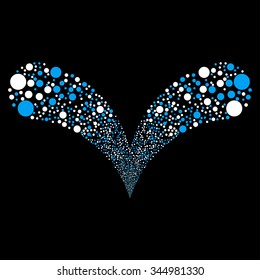 Circle Double Stream vector illustration. Style is blue and white bicolor flat circles, black background.