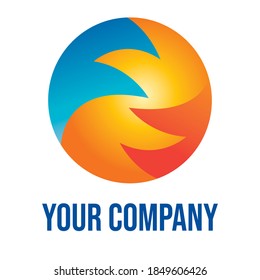 
circle double wave gradient logo on isolated white background