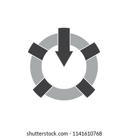 circle down arrow geometric logo vector