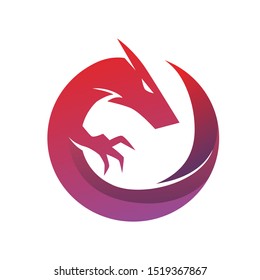 circle dragon logo design vector character mascot