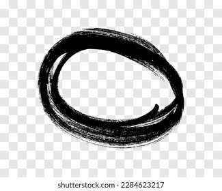 Mit einem schwarzen Marker gezeichneter Kreis. Doodle-Stil Drehkreis. Schwarze, handgezeichnete Designelemente auf transparentem Hintergrund. Vektorgrafik