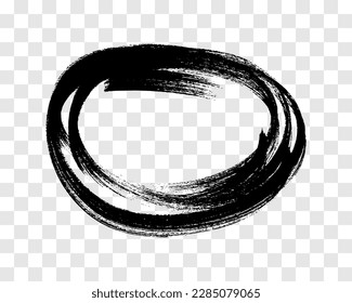 Circle drawn with a black marker. Doodle style scribble circle. Black hand drawn design elements on transparent background. Vector illustration