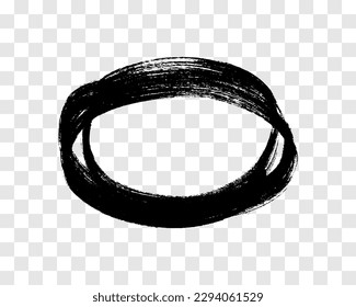 Circle drawn with a black marker. Doodle style scribble circle. Black hand drawn design elements on transparent background. Vector illustration