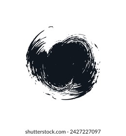 Circle drawn in black paint on white background 