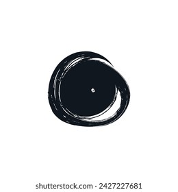 Circle drawn in black paint on white background 