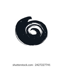 Circle drawn in black paint on white background 
