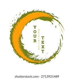 A circle drawn with brush strokes on a white background. Multicolored brush strokes. Design template for banners, posters, booklets, covers, and magazines. EPS 10.