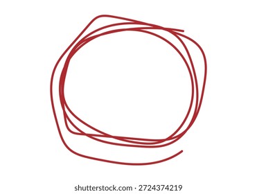 Círculo dibujado a mano con trazos de una pluma de color rojo
