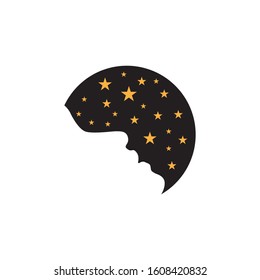 circle dreamer logo concept with moon and star