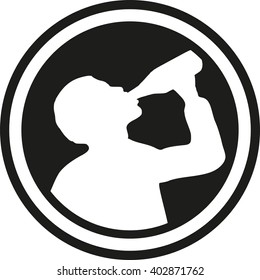 Circle with drinking man silhouette