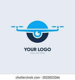 Circle Drone Logo Design Vector Graphic Icon Illustration