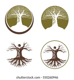 Circle Dry Tree Green Forest Nature Logo Symbol