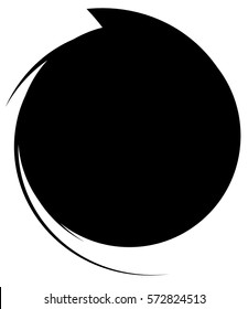 Circle with dynamic swoosh line frame. Monochrome circular element 