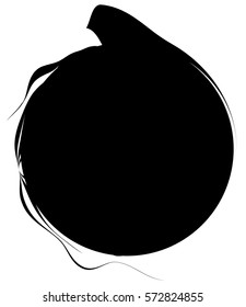 Circle with dynamic swoosh line frame. Monochrome circular element 