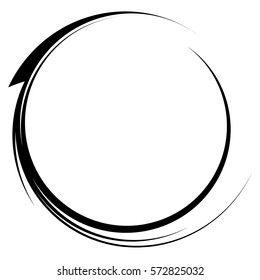Circle With Dynamic Swoosh Line Frame. Monochrome Circular Element 