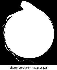 Circle with dynamic swoosh line frame. Monochrome circular element 