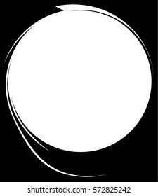 Circle with dynamic swoosh line frame. Monochrome circular element 