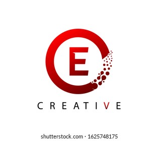 Circle E Letter Digital Network , abstract E dotted logo design.