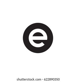 circle e logo, initial logo oe, eo, e inside o rounded letter negative space logo black