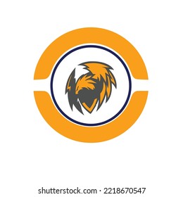 logotipo de águila circular para la marca comercial plantilla de icono de identidad- ilustración de falcon diseño elegante para deportes- símbolo de potencia del atleta símbolo de cabeza de mascota-