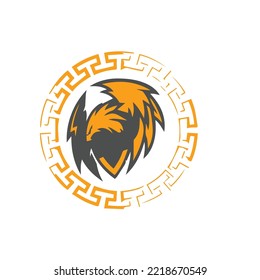 circle eagle logo for business- brand identity icon template- falcon illustration elegant design for sports- athlete power symbol mascot head sign-