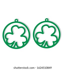 Circle earring template. Saint Patrick's Day. Vector template for cut.