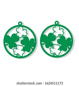 Circle earring template. Saint Patrick's Day. Vector template for cut.