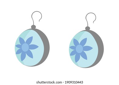 Circle Earrings Vector with Flowers