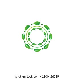 circle eco leaf nature vector logo template