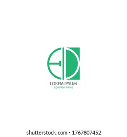Diseño de letras del logotipo ED Circle en colores naranja y negro