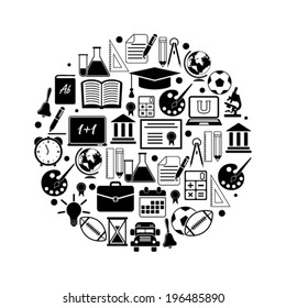 Circle with education icons