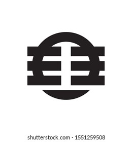 Circle with EE letter logo design vector