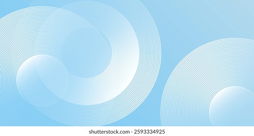 Circle effect style geometric. Minimalist background pastel colorful  blue and white gradations abstract modern simple
